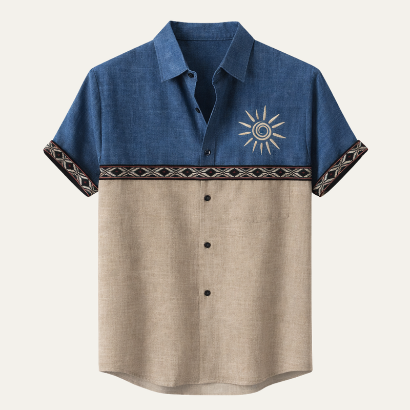 Kane retro patchwork short sleeve summer shirt