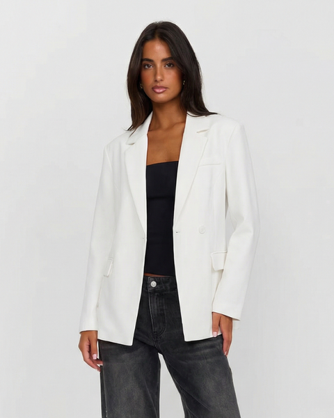 Elise | Relaxed Structured White Blazer