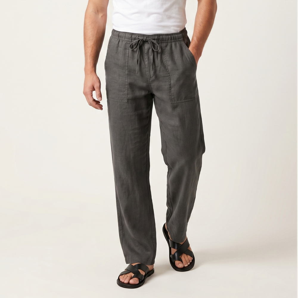 Auden wide leg linen trousers in Black