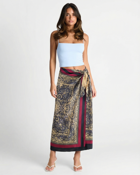Poppy | Paisley Print Wrap Maxi Skirt
