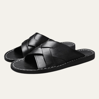 King | Open Toe Casual Leather Slide Sandals