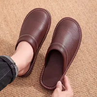 Burnaby slippers leather upper detail