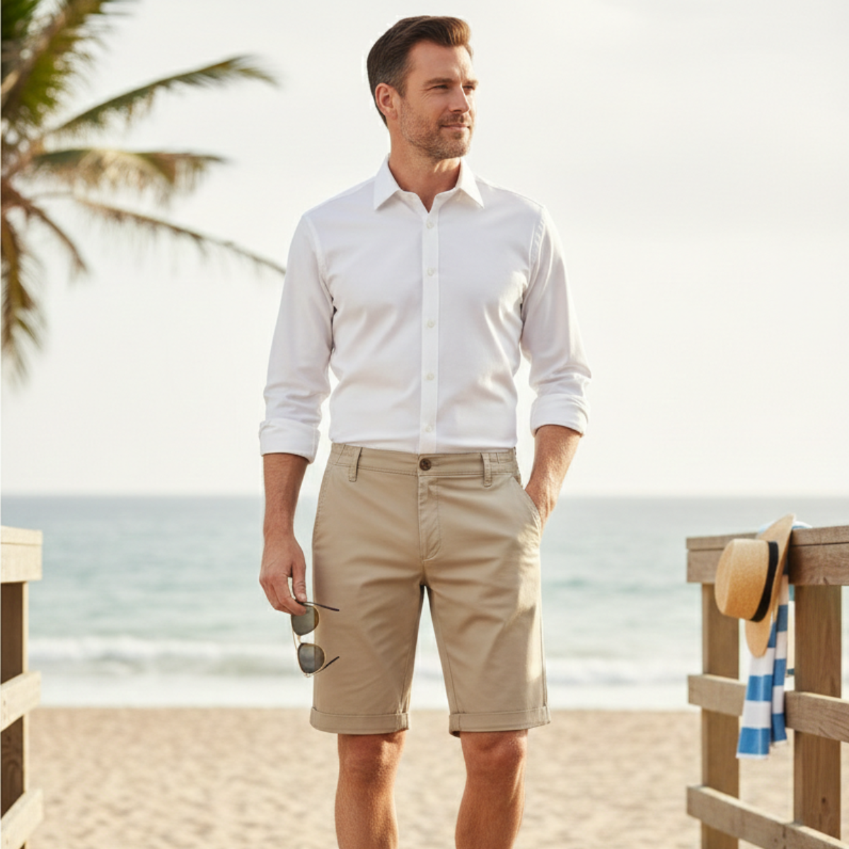 Fraser | Men's Summer Chino Shorts, Cotton Stretch Casual Beach Shorts