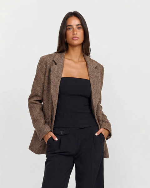 Verity | Oversized Textured Tweed Blazer