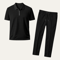 Halstead sweatsuit quarter zip collar detail