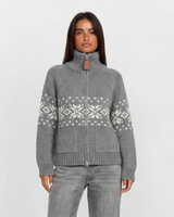 Astrid | Relaxed Chunky Snowflake Zip Cardigan