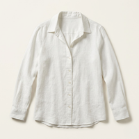 Sabina linen button down blouse in White