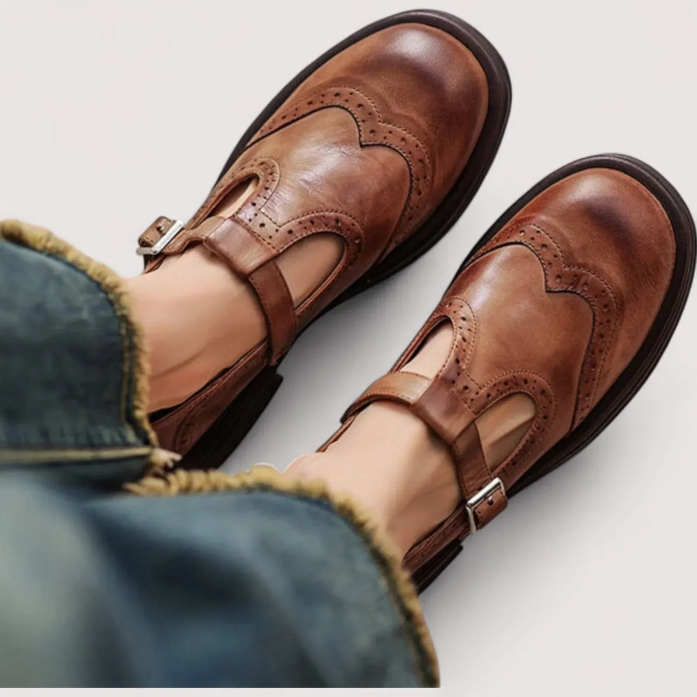 Eulalia brogue Mary Jane shoes in Brown