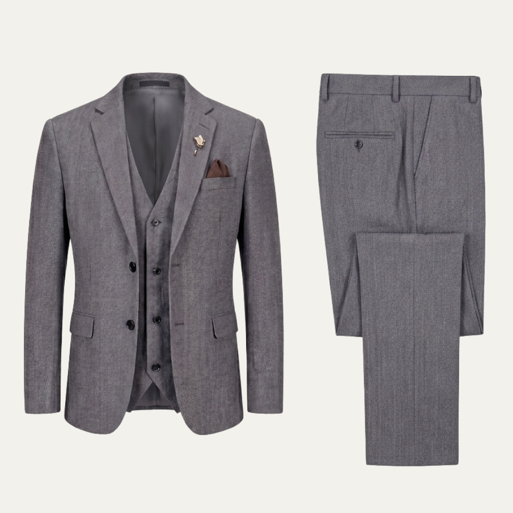 Cavendish men's tweed three piece suit front view
