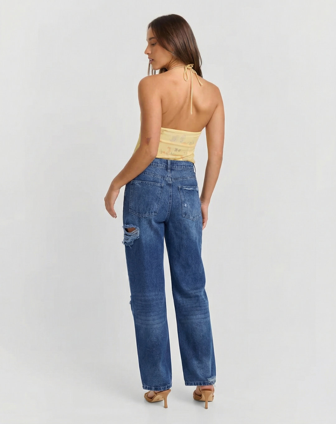 Wren | High Rise Straight Leg Distressed Jeans
