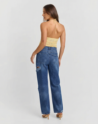 Wren | High Rise Straight Leg Distressed Jeans