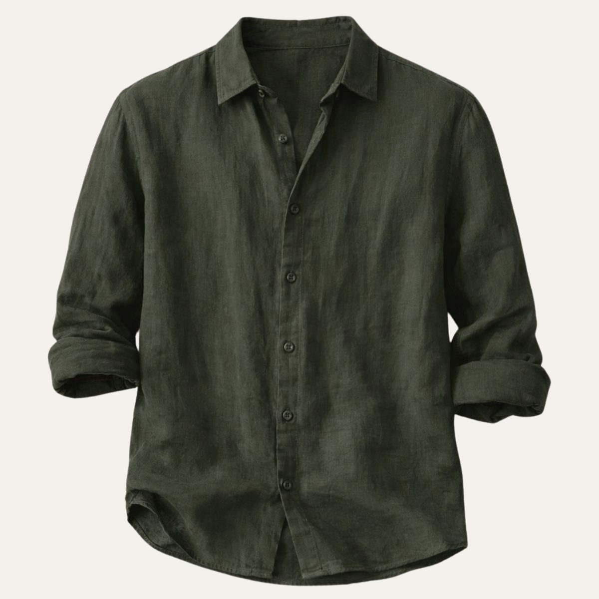 Bellamy linen button-up shirt in Army Green