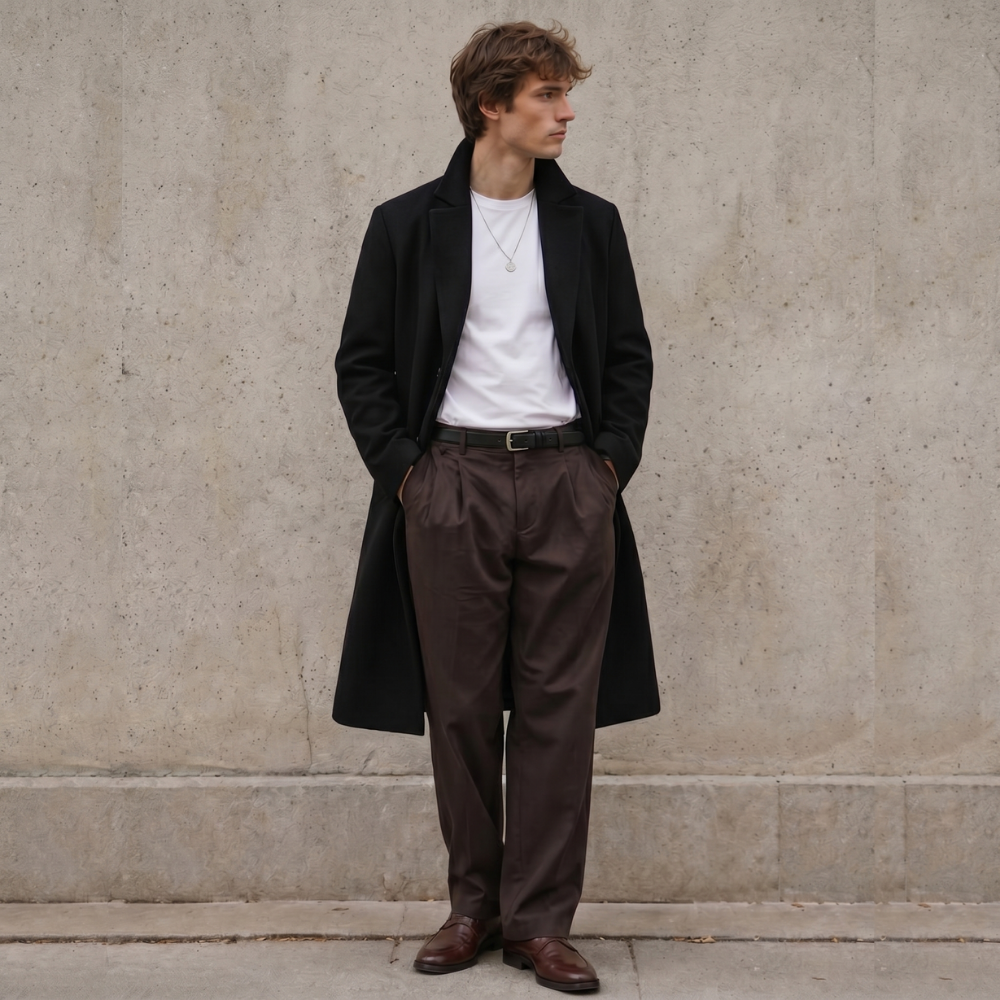 Constantine overcoat notch lapel detail