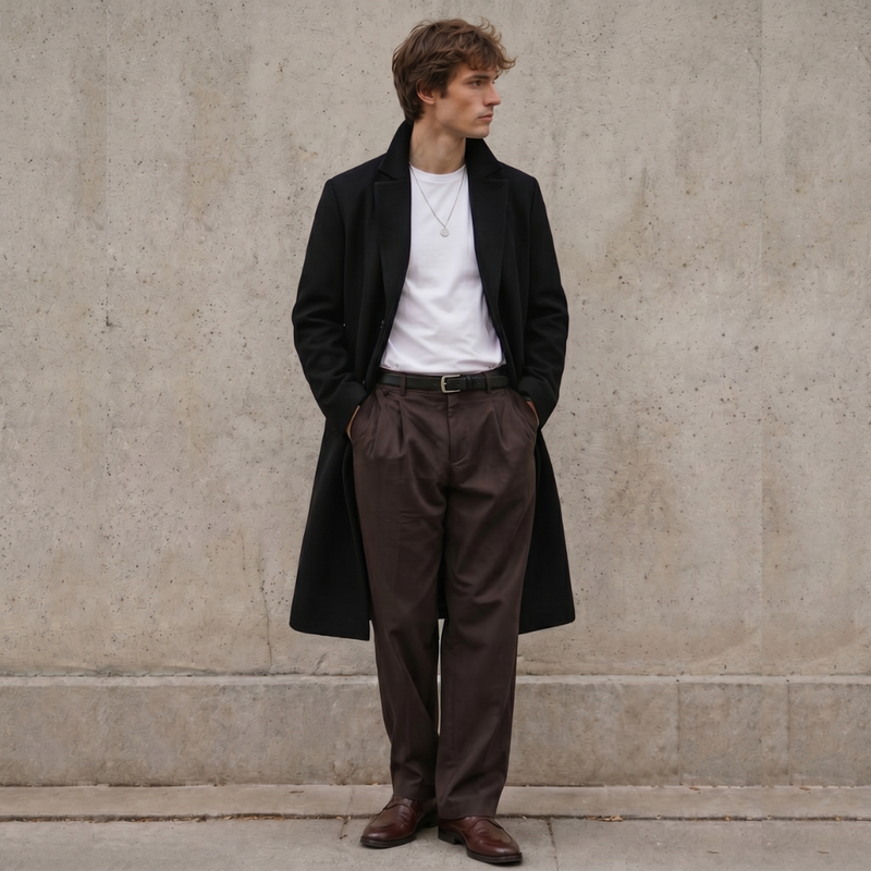 Constantine overcoat notch lapel detail
