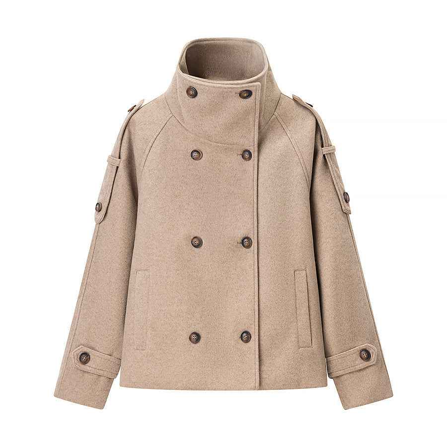 Demi | Double Breasted Blazer Beige Cropped Military