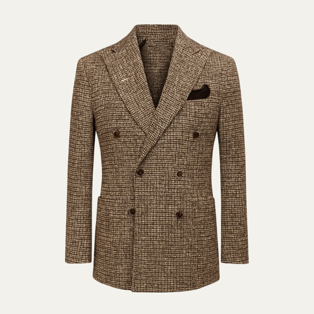 Falconer herringbone tweed double breasted suit