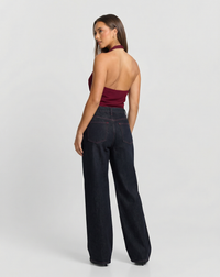Sadie | Wide Leg Contrast Stitch Jeans