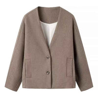 Margot | Collarless Blazer Brown Cropped Oversized