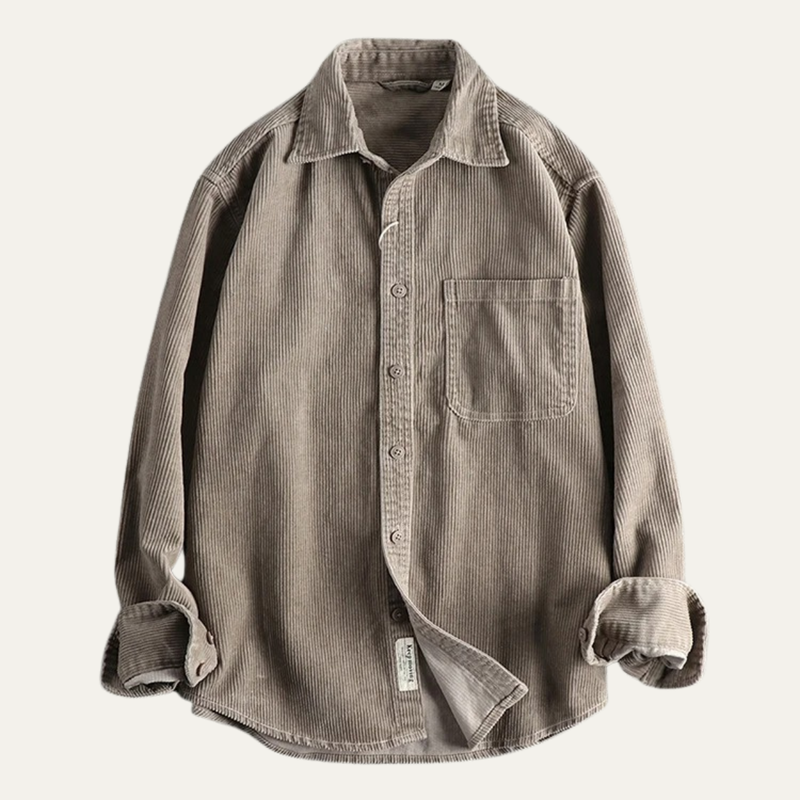 Fenwick men's vintage corduroy button-up shirt in Light Grey
