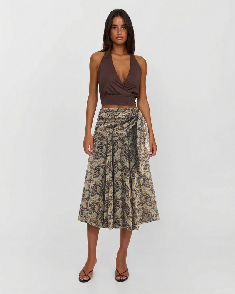 Olivia | wrap midi skirt