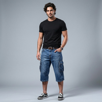 Gus Denim Cargo Shorts Blue