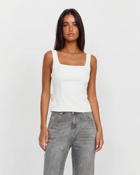 Cressida | Square Neck Bow Detail Fitted Top