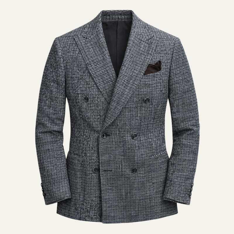 Mack | Slim Fit Double Breasted Houndstooth Tweed Blazer