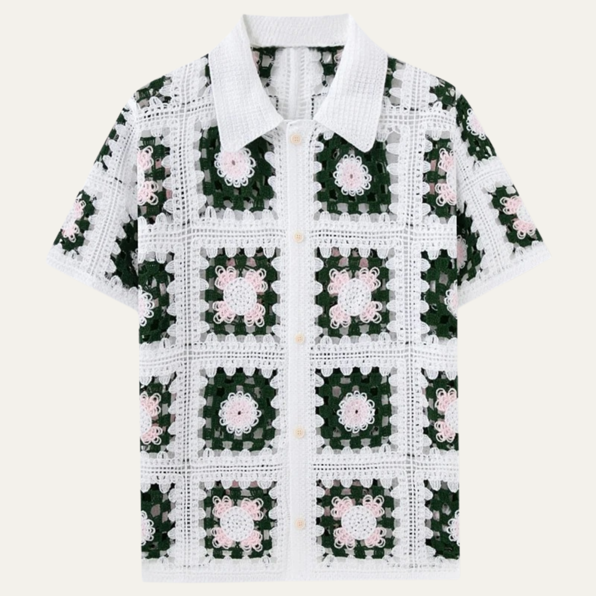 Emery crochet knit polo shirt