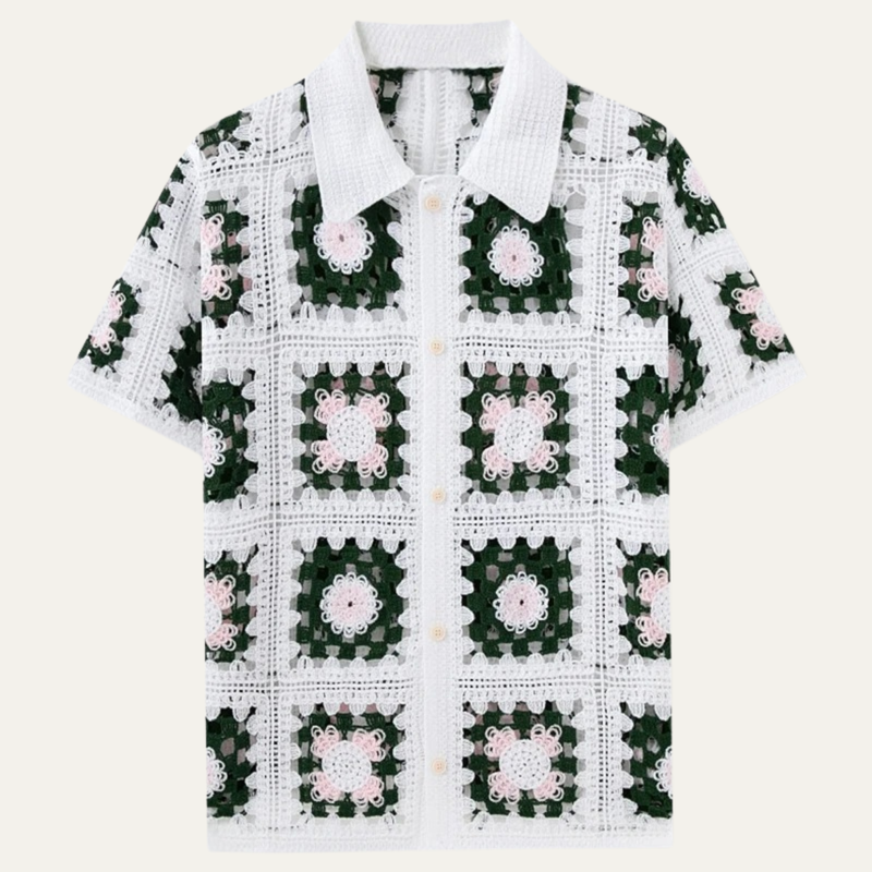 Emery crochet knit polo shirt