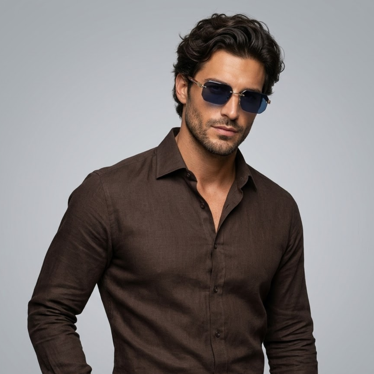 George | Vintage Rimless Sunglasses with UV Protection