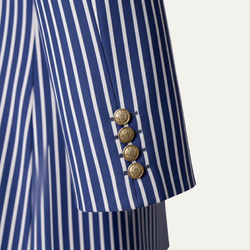Luca | Notch Lapel Striped Double Breasted Blazer