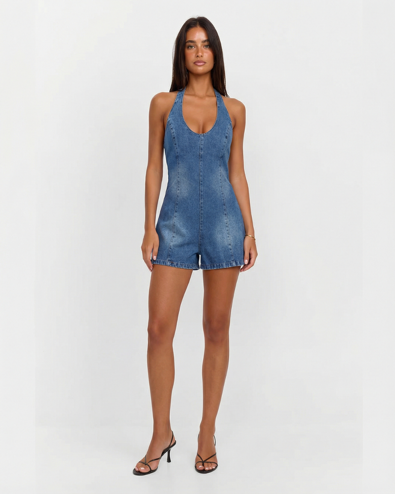 Skye | denim romper