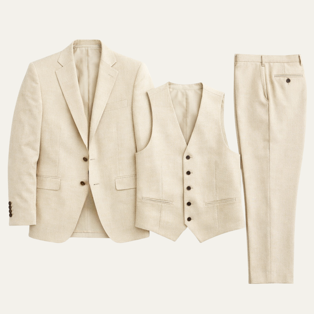 Adam beige linen 3 piece suit