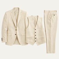 Adam beige linen 3 piece suit