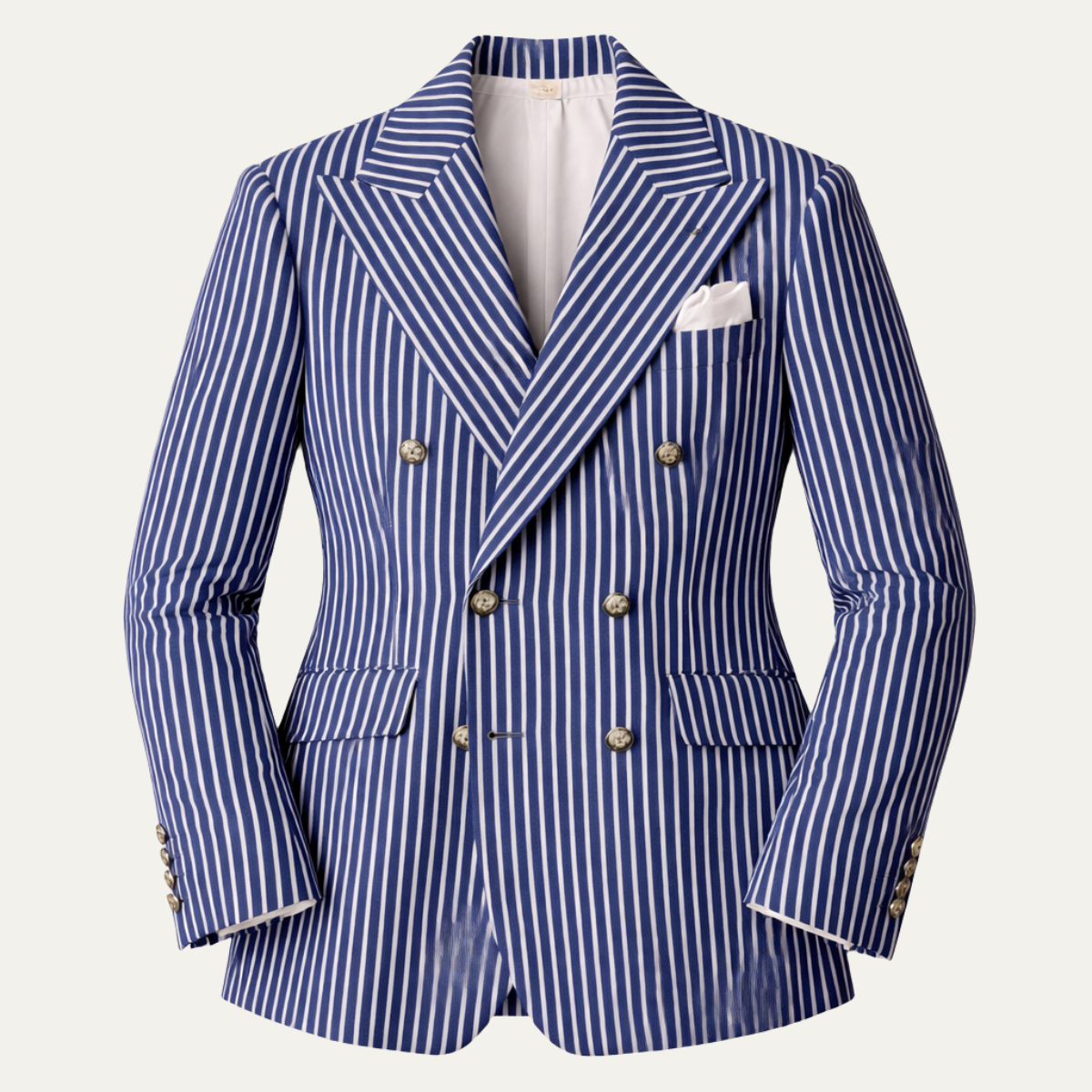 Luca | Notch Lapel Striped Double Breasted Blazer