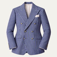 Luca | Notch Lapel Striped Double Breasted Blazer