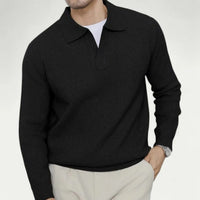 Enzo | Men's Knitted Long Sleeve Open Collar Polo Jumper