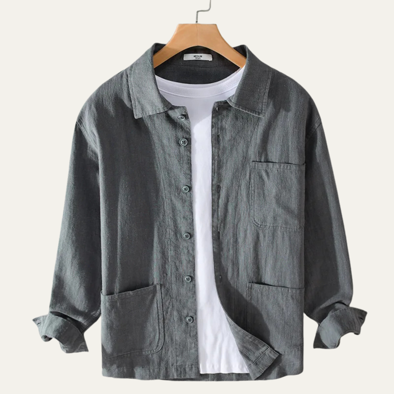 Sterling linen shirt jacket in Grey