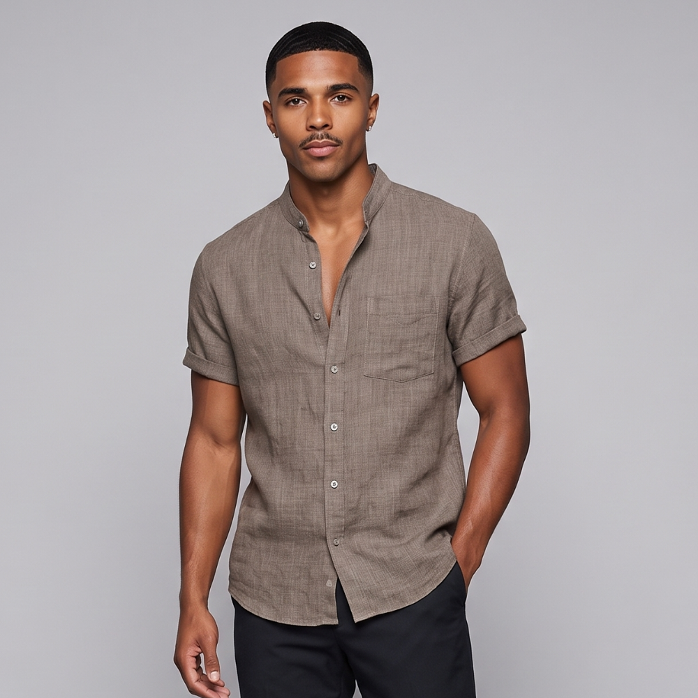 Kelvin | Cotton Linen Short Sleeve Button Up Casual Shirt