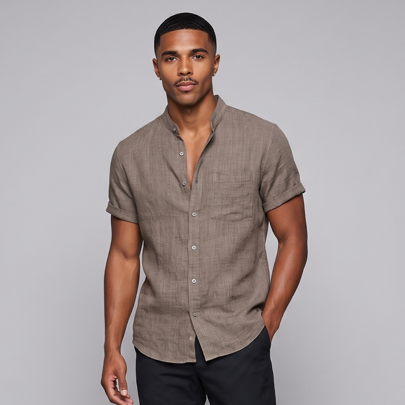 Kelvin | Cotton Linen Short Sleeve Button Up Casual Shirt