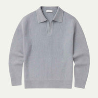 Enzo | Men's Knitted Long Sleeve Open Collar Polo Jumper