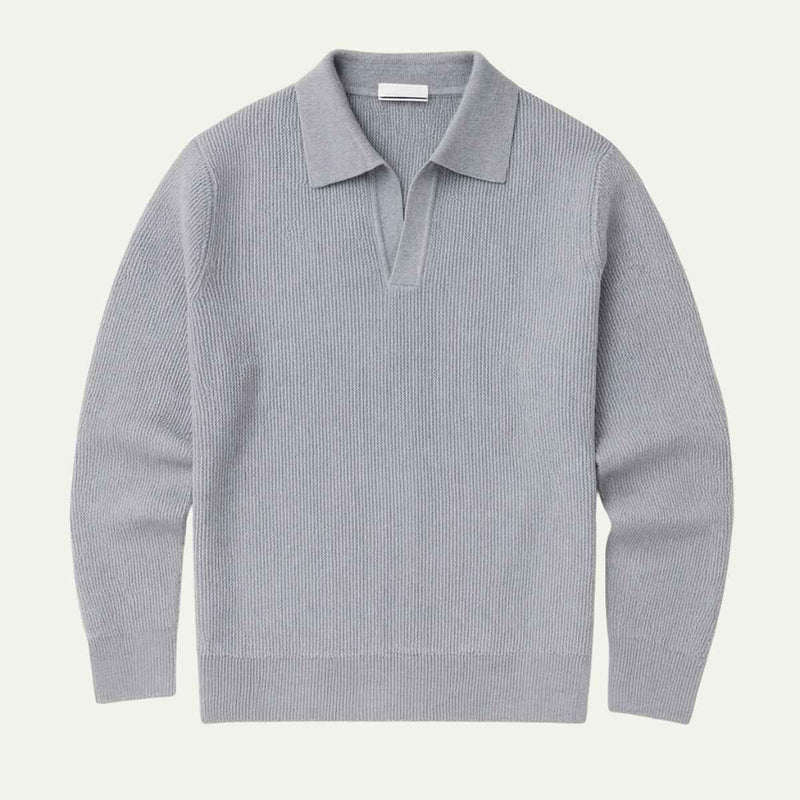 Enzo | Men's Knitted Long Sleeve Open Collar Polo Jumper