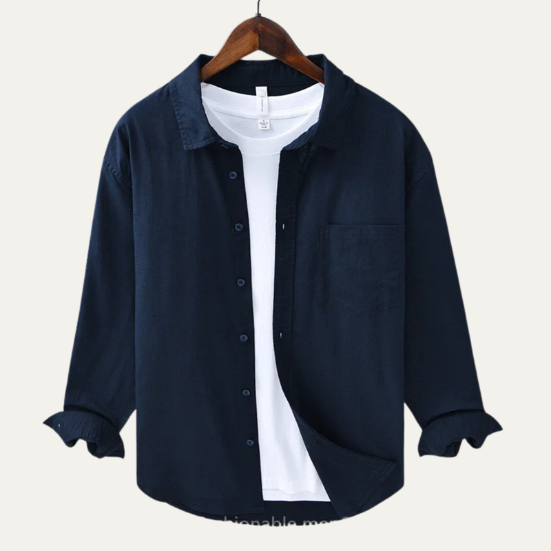 Caden Linen Shirt Navy Blue