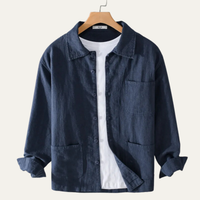 Sterling linen shirt jacket in Navy Blue