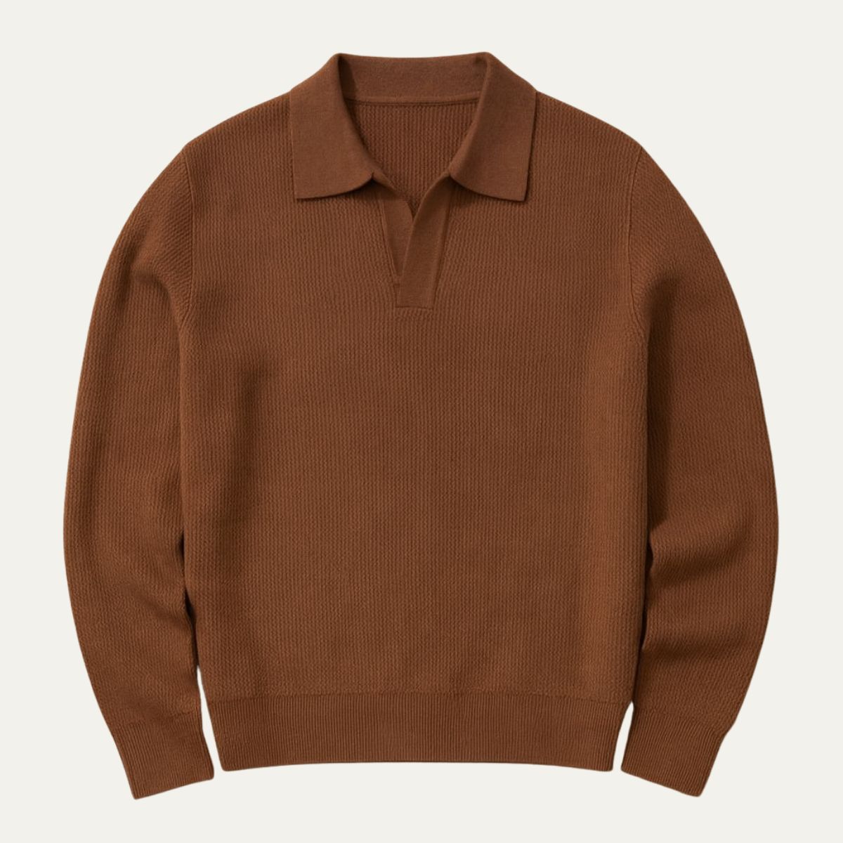 Enzo open collar polo jumper Brown
