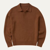 Enzo open collar polo jumper Brown