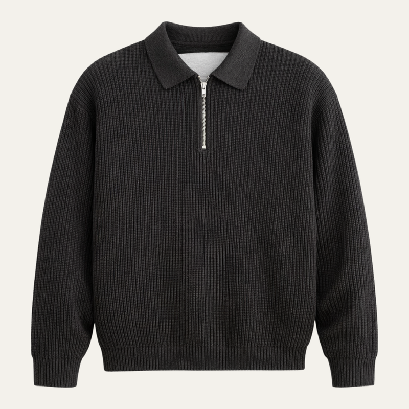 Montgomery | High Collar Slim Fit Half Zip Jumper