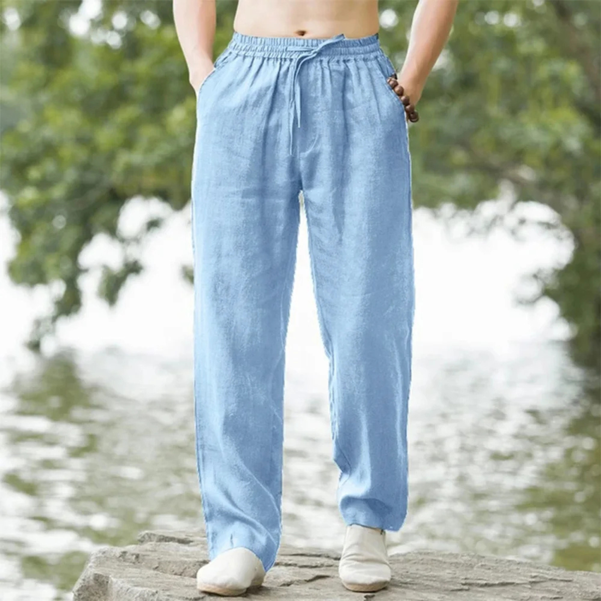 Kenzo | Soft Linen Loose Fit Casual Trousers