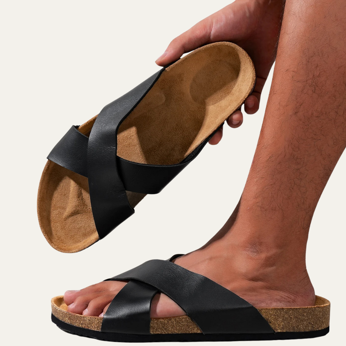 Byron | Men's Cross Strap Slide Sandals