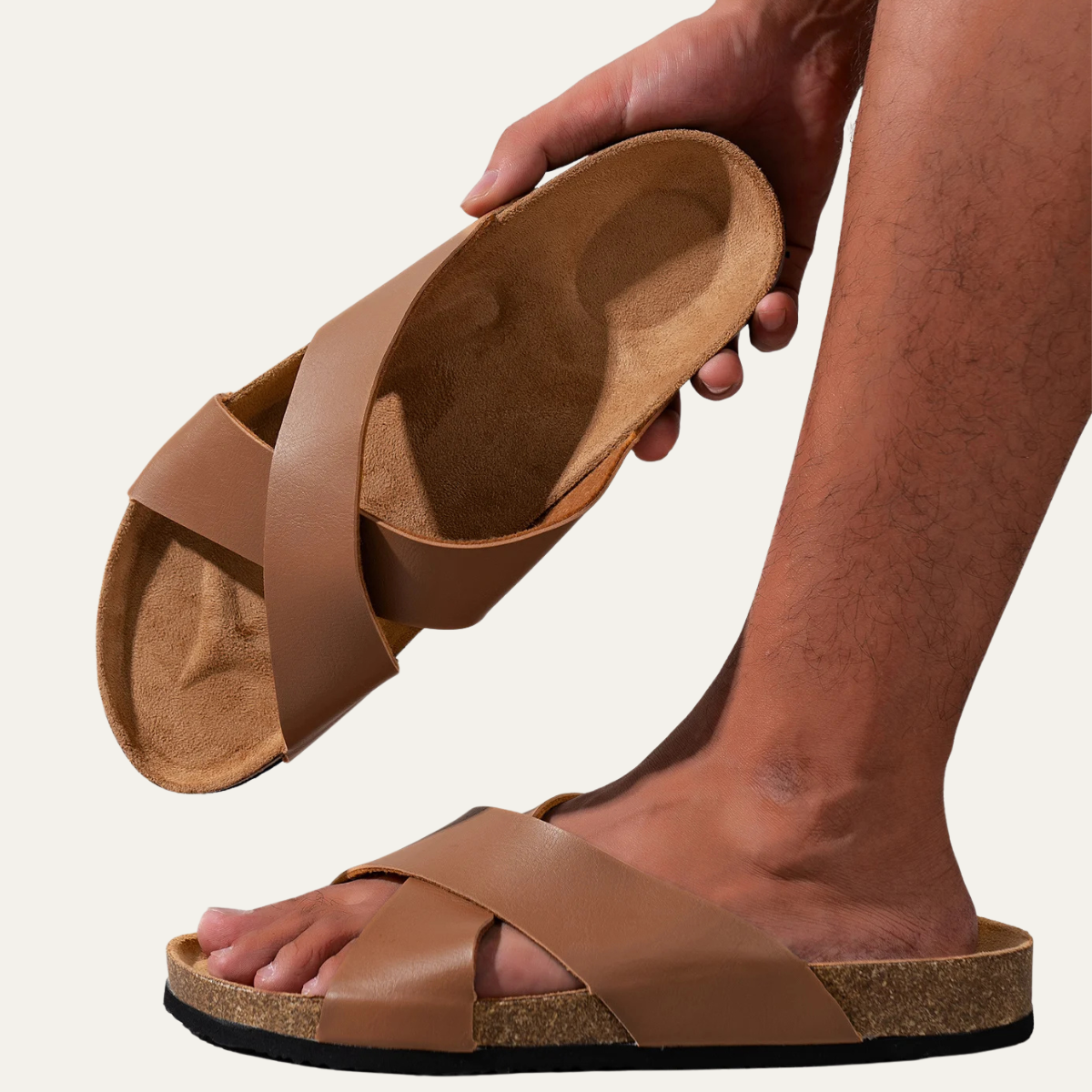 Byron | Men's Cross Strap Slide Sandals